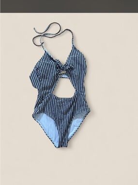Gingham Cutout Halter One-Piece Swimsuit